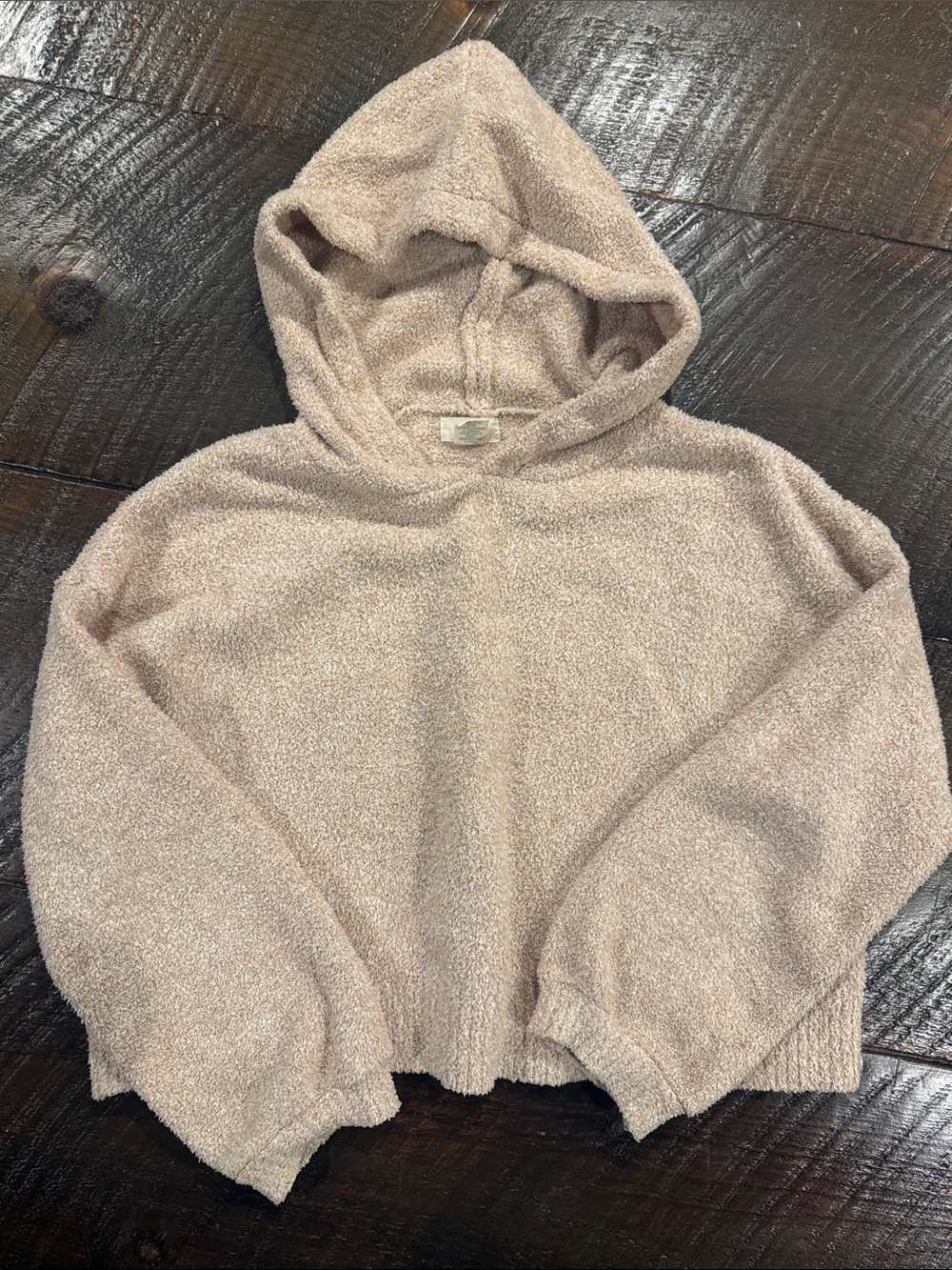 Kaisely Cozy Hooded Pullover Sweater in Light Taupe